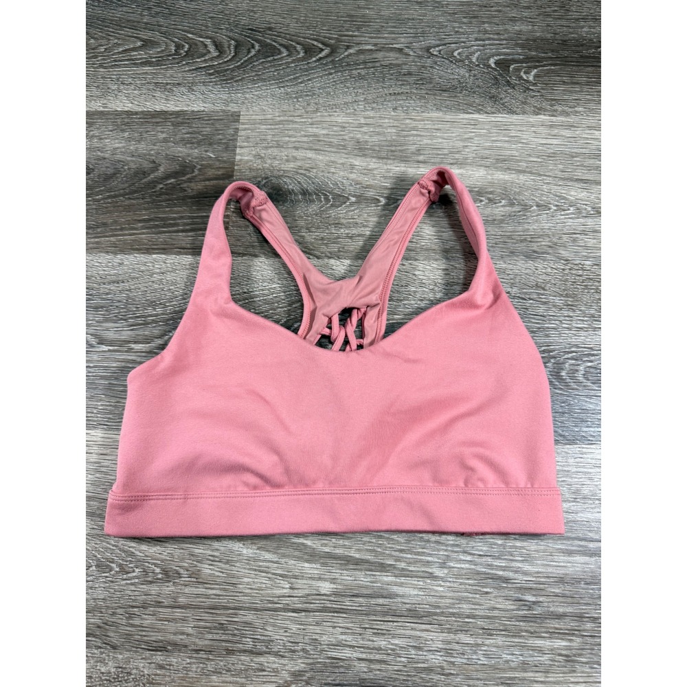 Oysho Pink Strappy Lattice Back Sports Bra V-Neck Medium‎ Coquette Barbiecore